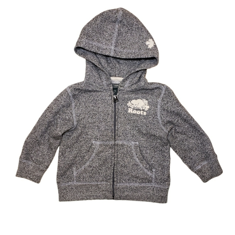 Baby Roots XL 18-24m Grey Zip Up Hoodie Sweatshirt